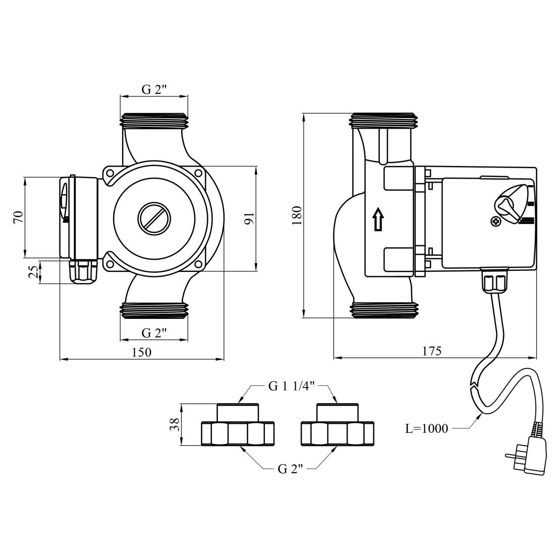 Циркуляційний насос Agua GPD 32/8-180 з гайками (CV035095) - фото 7 Циркуляційний насос Agua GPD 32/8-180 з гайками (CV035095) - фото 7