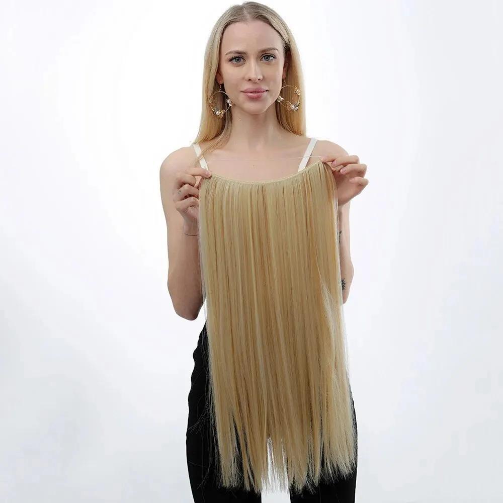 Волосся накладне пряме на еластичній нитці 56 см Золотий Блонд (14505168) - фото 2