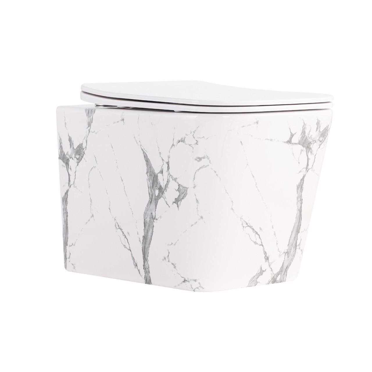 Унитаз подвесной Tern Ultra Quiet с сиденьем Slim Duroplast/Soft-close/Quick Release 490х365х325 мм Marble (QT17332303ASMR)