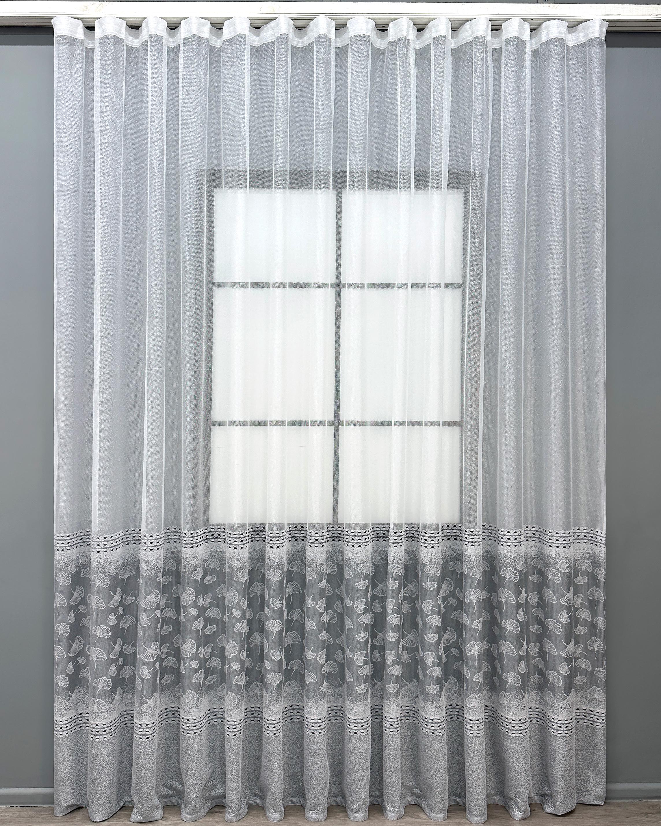 Тюль VR-Textil 2143т жакард 300х270 см Білий з сірим (43-419) Тюль VR-Textil 2143т жакард 300х270 см Білий з сірим (43-419)