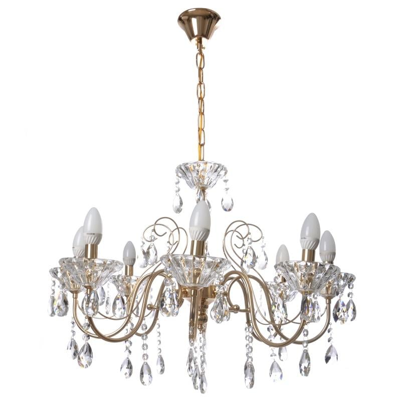 Люстра свеча подвесная прованс хрустальная Brille BCL-655S/8 E14 FGD