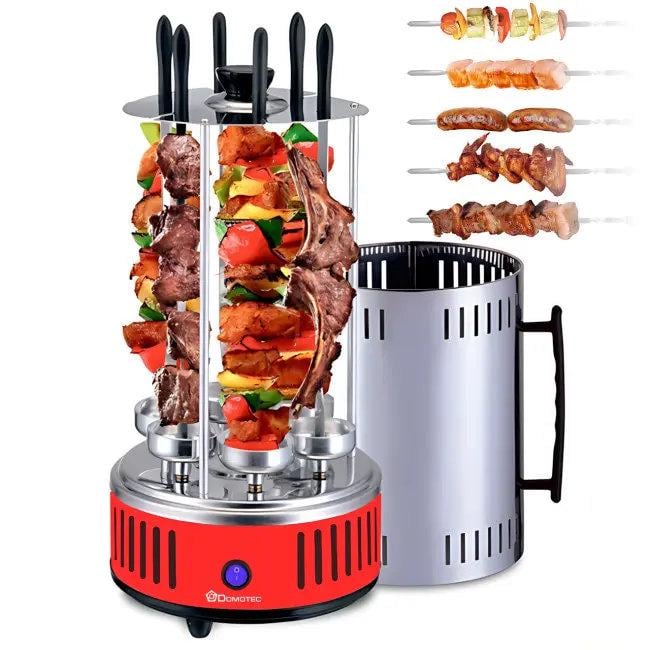 Шашлычница Domotec BBQ на 6 шампуров 1000 Вт 2 об/мин до 1,4 кг Красный (2867098482)