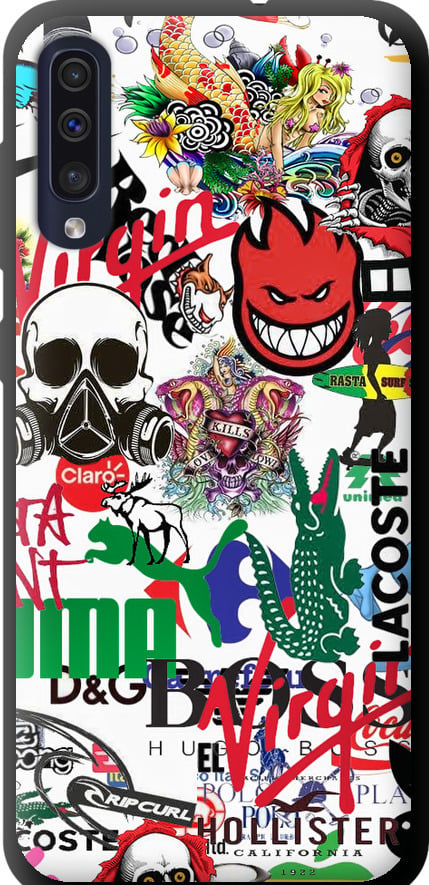 Чехол на Samsung Galaxy A30s A307F Many different logos (4022b-1804-42517)