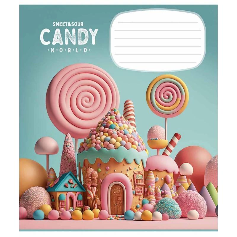 Зошит учнівський "Candy world" 012-3266C-5 у косу лінію 12 аркушів