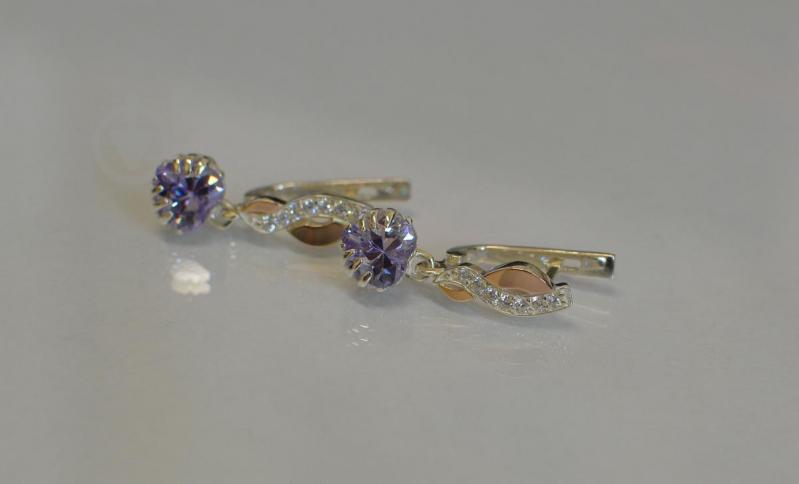 Серьги Sil Сердце в руках 102s-9 Лаванда (Sil-940)