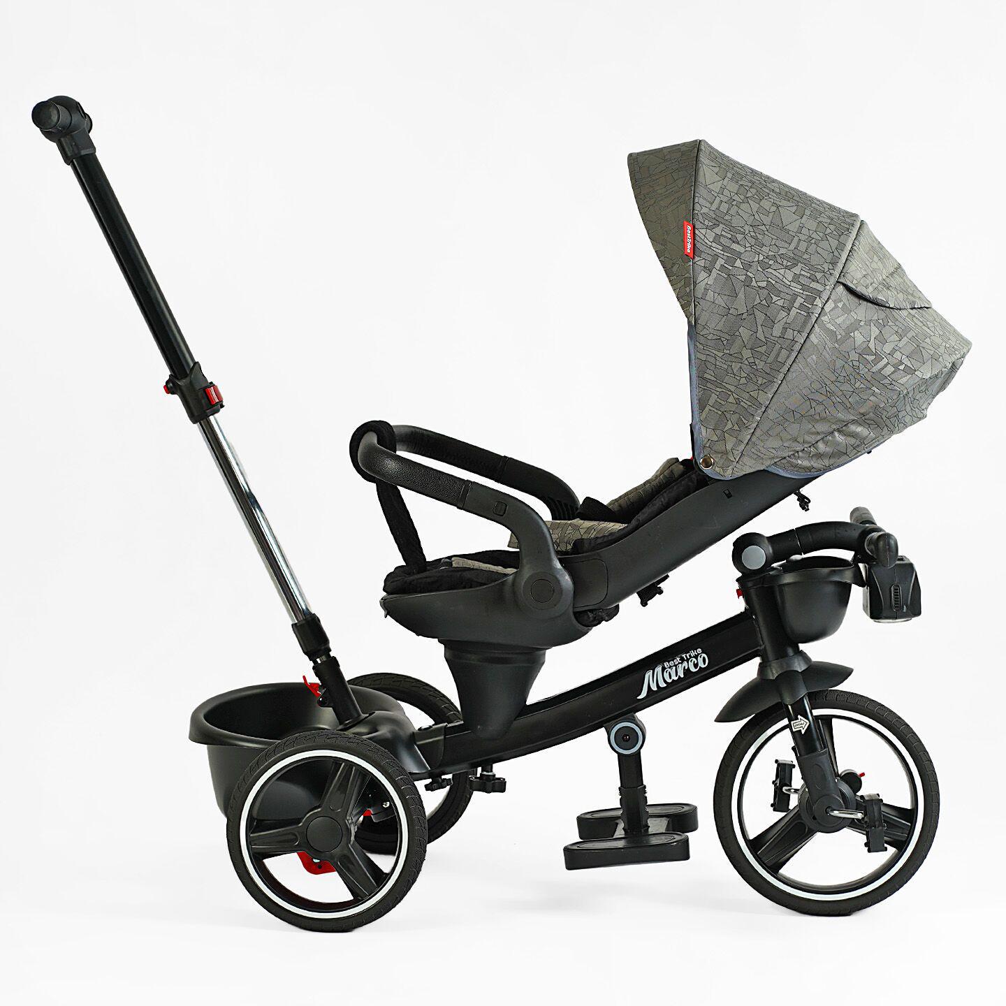 Велосипед дитячий триколісний Best Trike Marco 9155 PU складане кермо музична фара з батьківською ручкою Сірий (318-82) - фото 6 Велосипед дитячий триколісний Best Trike Marco 9155 PU складане кермо музична фара з батьківською ручкою Сірий (318-82) - фото 6