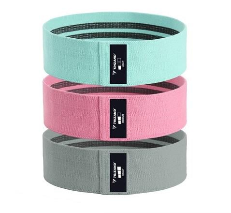 Набор тканевых противоскользящих эспандеров для фитнеса 3 шт в чехле с планом тренировок по QR-коду Набор тканевых противоскользящих эспандеров для фитнеса 3 шт в чехле с планом тренировок по QR-коду