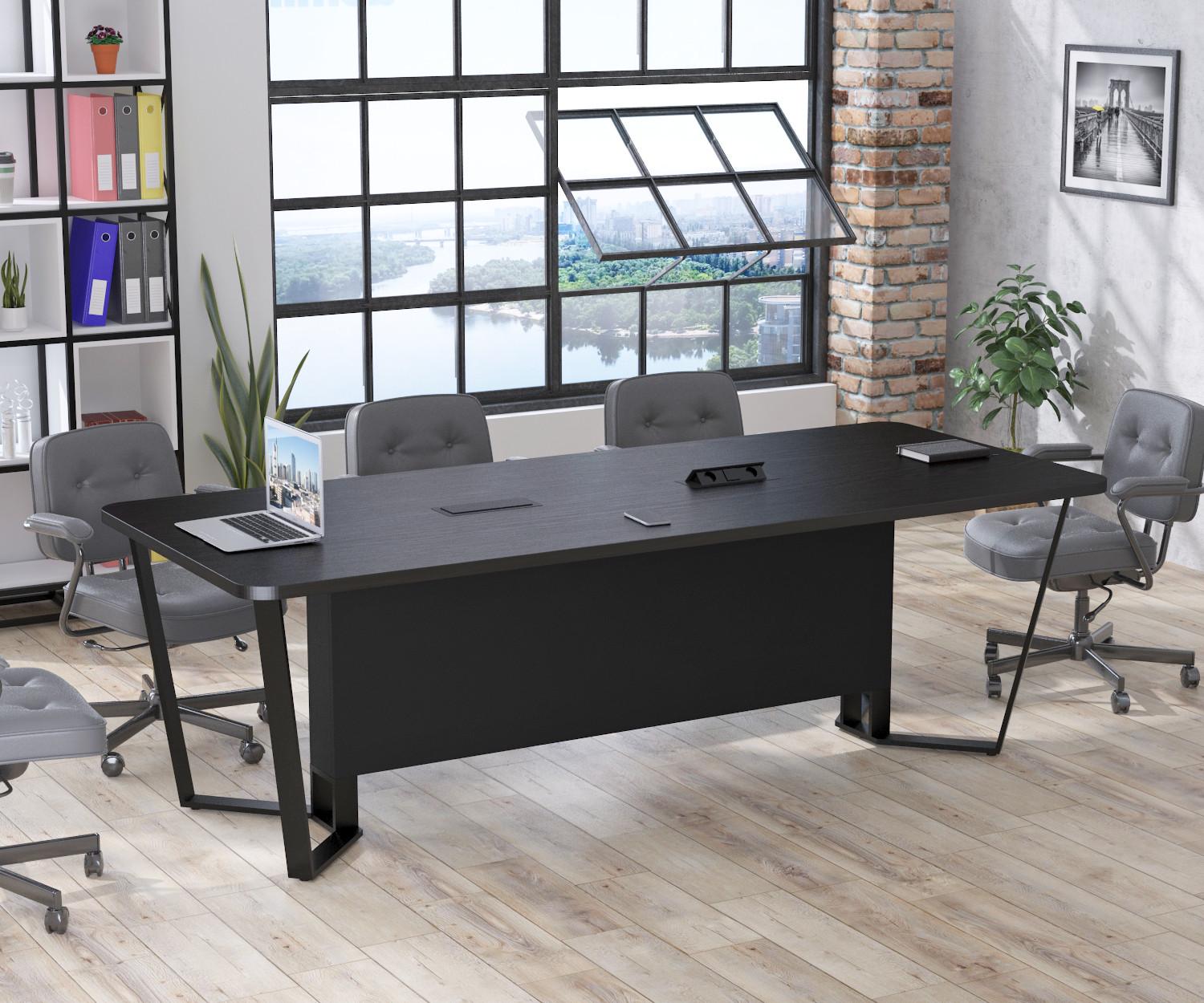 Стол для переговоров Loft Design V-240 с розетками Венге Луизиана