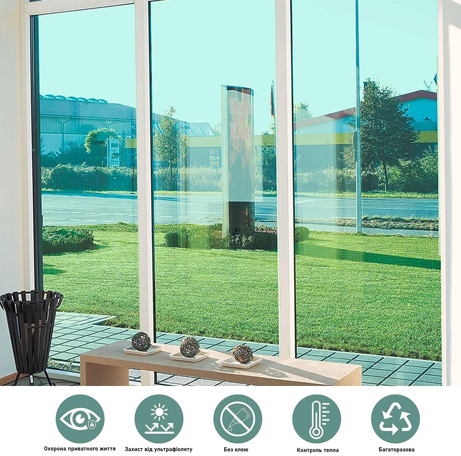 Пленка солнцезащитная многоразовая FILMGOO зеркальная для тонирования окон с затемнением 60х200 см Зеленый (13304511) - фото 5 Пленка солнцезащитная многоразовая FILMGOO зеркальная для тонирования окон с затемнением 60х200 см Зеленый (13304511) - фото 5