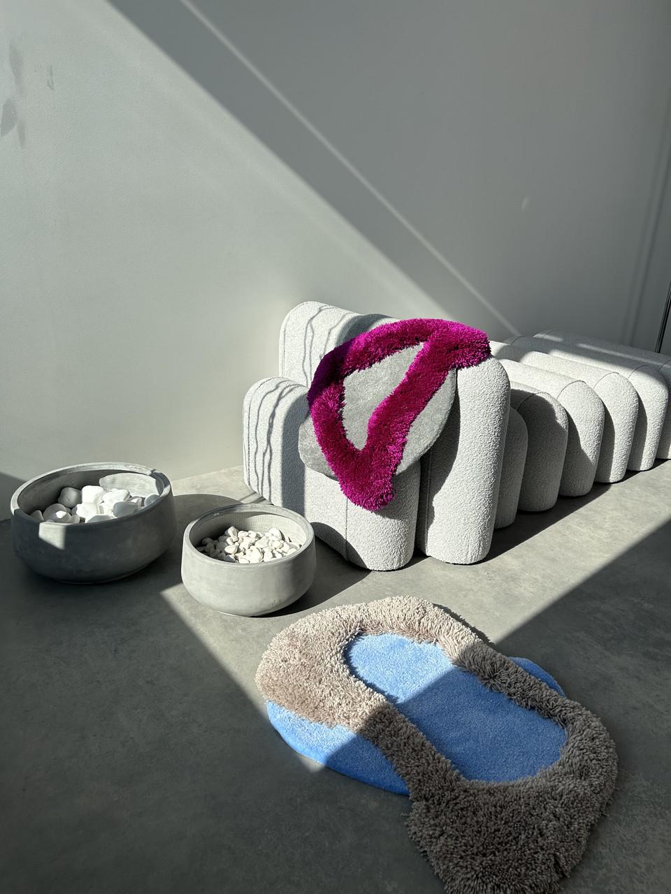 Ковер ручной работы с объемным узором Абстрактный островок 75х50 см - фото 2