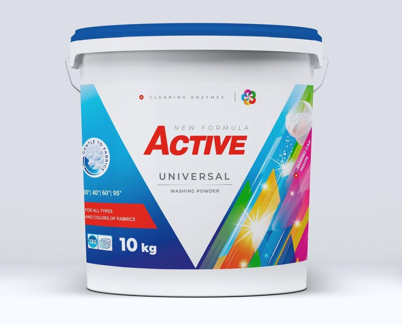 Порошок для прання універсальний ACTIVE Universal відро на 130 прань 10 кг (1993615778)