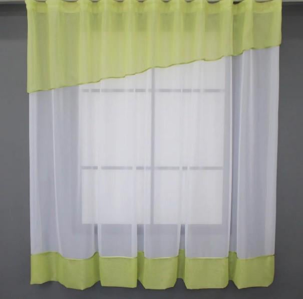 Тюль на кухню шифон 280х170 см Светло-оливковый/Белый (047к) Тюль на кухню шифон 280х170 см Светло-оливковый/Белый (047к)