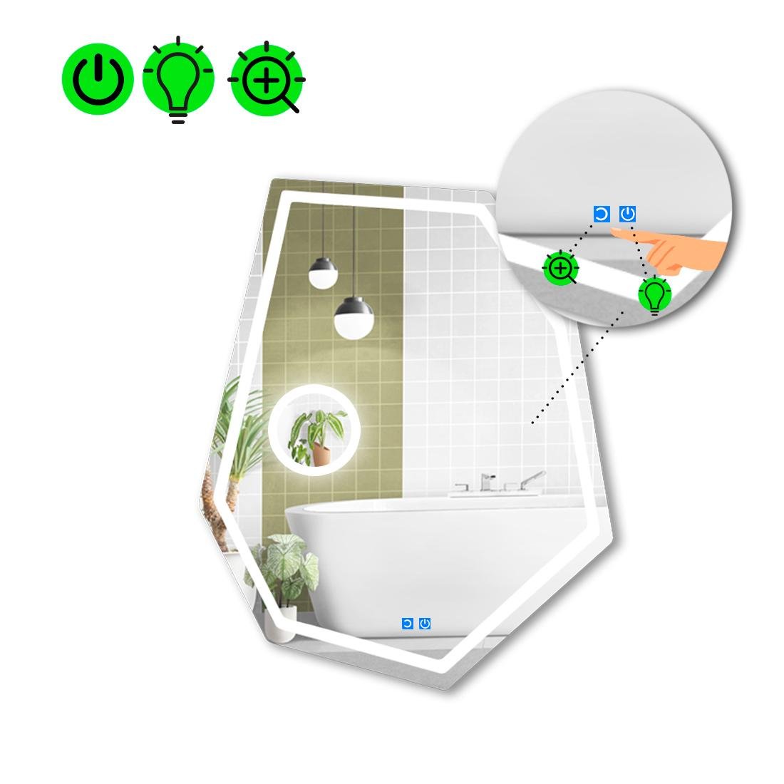 Дзеркало з LED підсвіткою Montagna 1 із двома сенсорами 80x60 см (8737840)