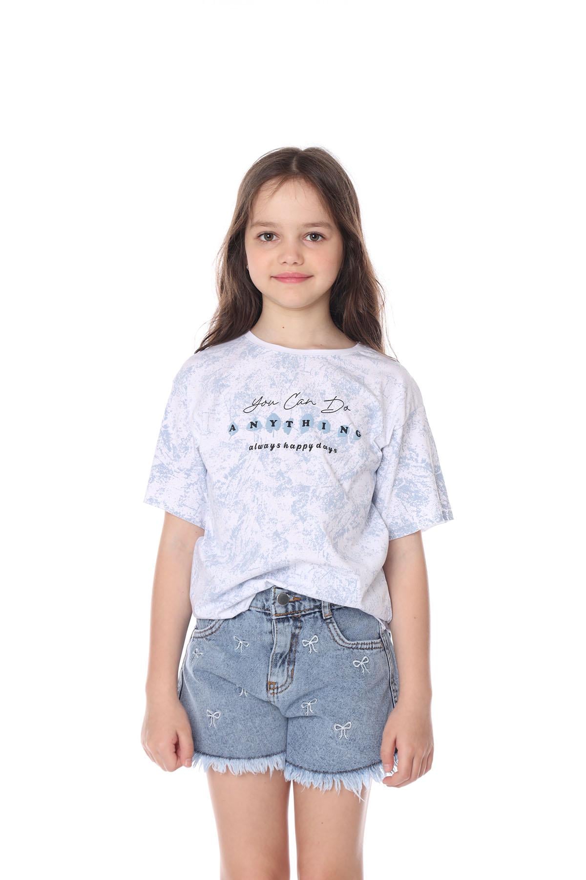 Футболка с коротким рукавом для девочки Yuki ЦБ-00295239 152 см Голубой (SKT001313961)