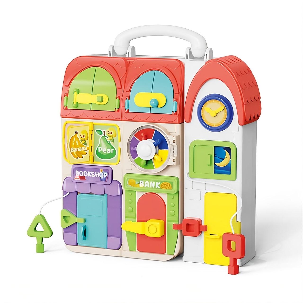 Бізіборд XQS 2069 A інтерактивний будиночок з замочками/підсвічуванням/озвученням англійською й іспанською (29473042)