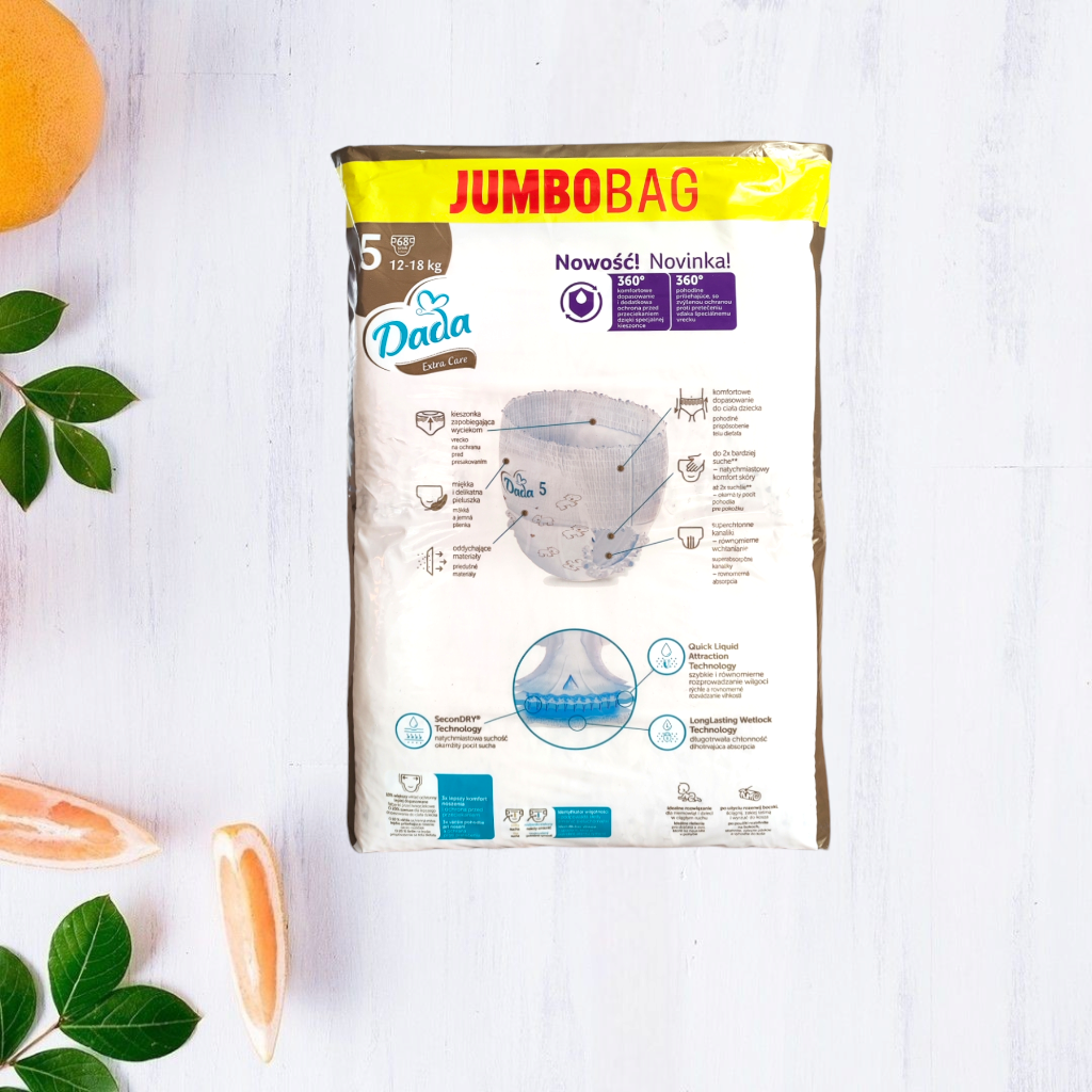 Підгузки-трусики Dada Extra Care Jumbobag 5 12-18 кг 68 шт. (160140-1) - фото 2 Підгузки-трусики Dada Extra Care Jumbobag 5 12-18 кг 68 шт. (160140-1) - фото 2