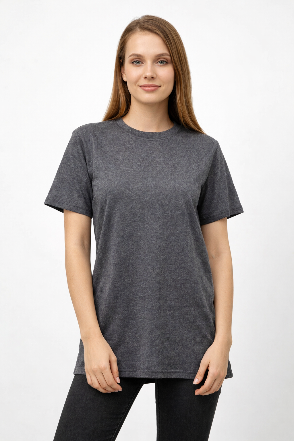 Футболка базова жіноча бавовна 2XL Меланжево-сірий (5)