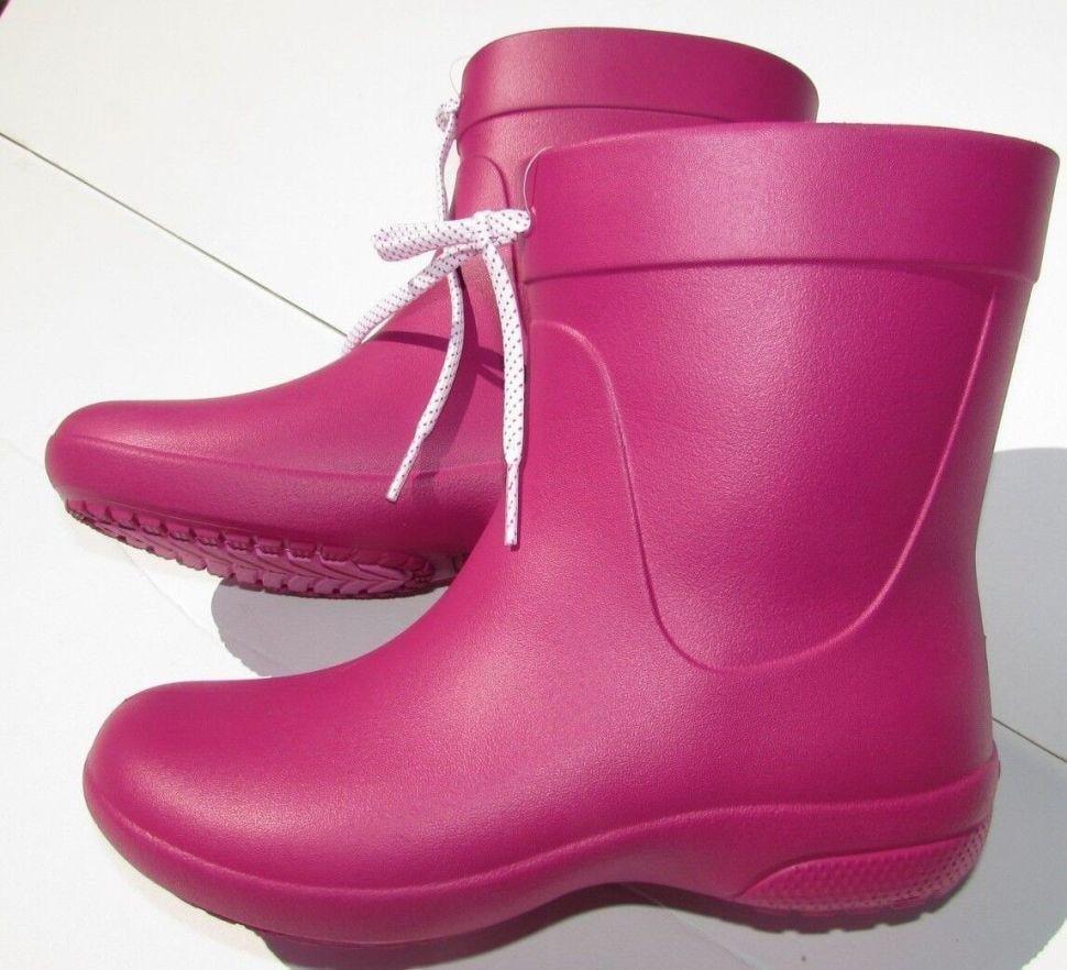 Чоботи жіночі гумові Crocs Freesail Shorty Rain Boot Berry р. 35 Яскраво-рожевий (10404) - фото 9