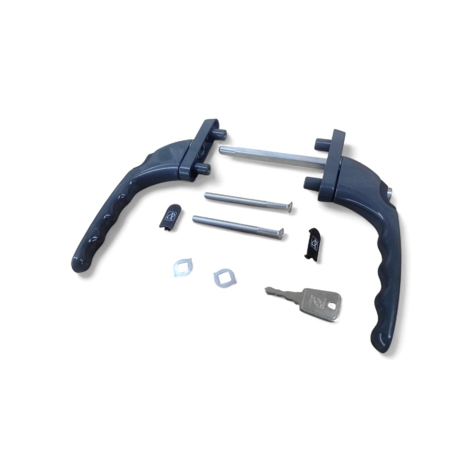 Ручка двухсторонняя для балконной металлопластиковой двери Planet Гриф с замком/без замка Антрацит (84536) Ручка двухсторонняя для балконной металлопластиковой двери Planet Гриф с замком/без замка Антрацит (84536)