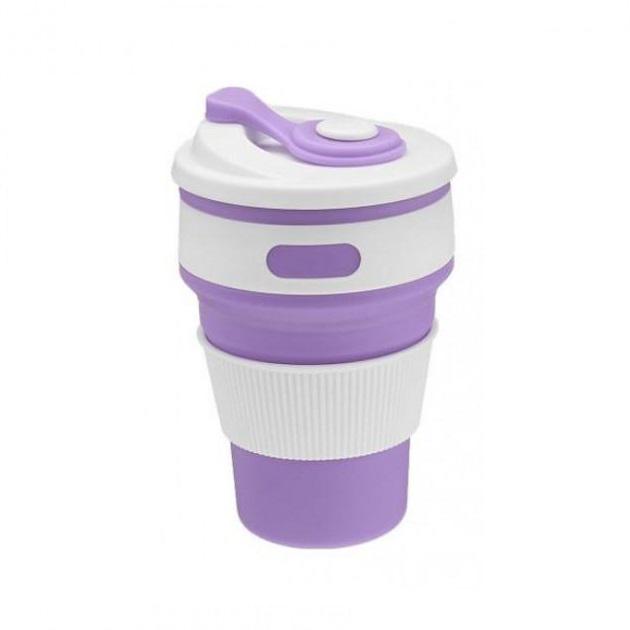 Складной силиконовый стакан Collapsible Coffe Cup 350 мл R30043 Сиреневый (4ecfdc19) - фото 1