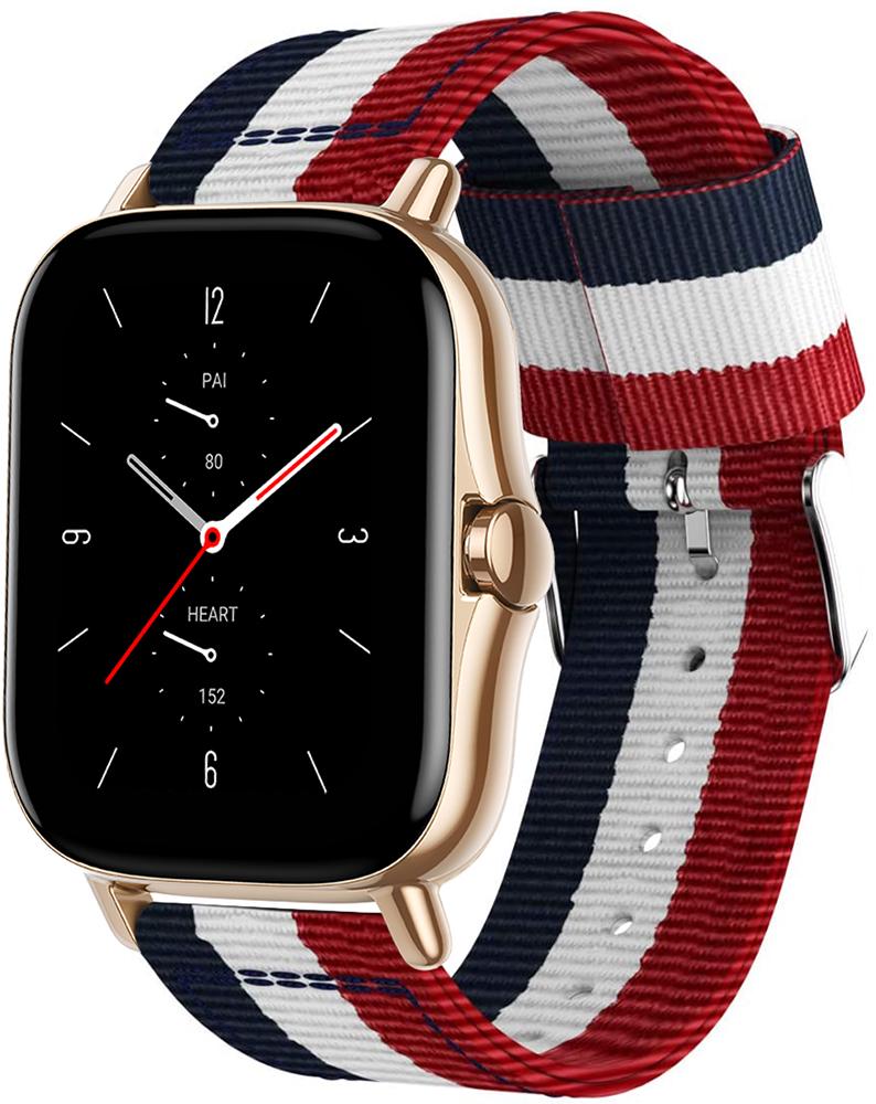 Ремешок тканевый Canvas для Amazfit GTS 2e Red/White/Blue (20578)
