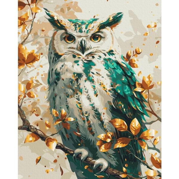 Картина по номерам BrushMe Изумрудная сова BS54117 с красками металлик холст на подрамнике 40x50 см (2322568997)