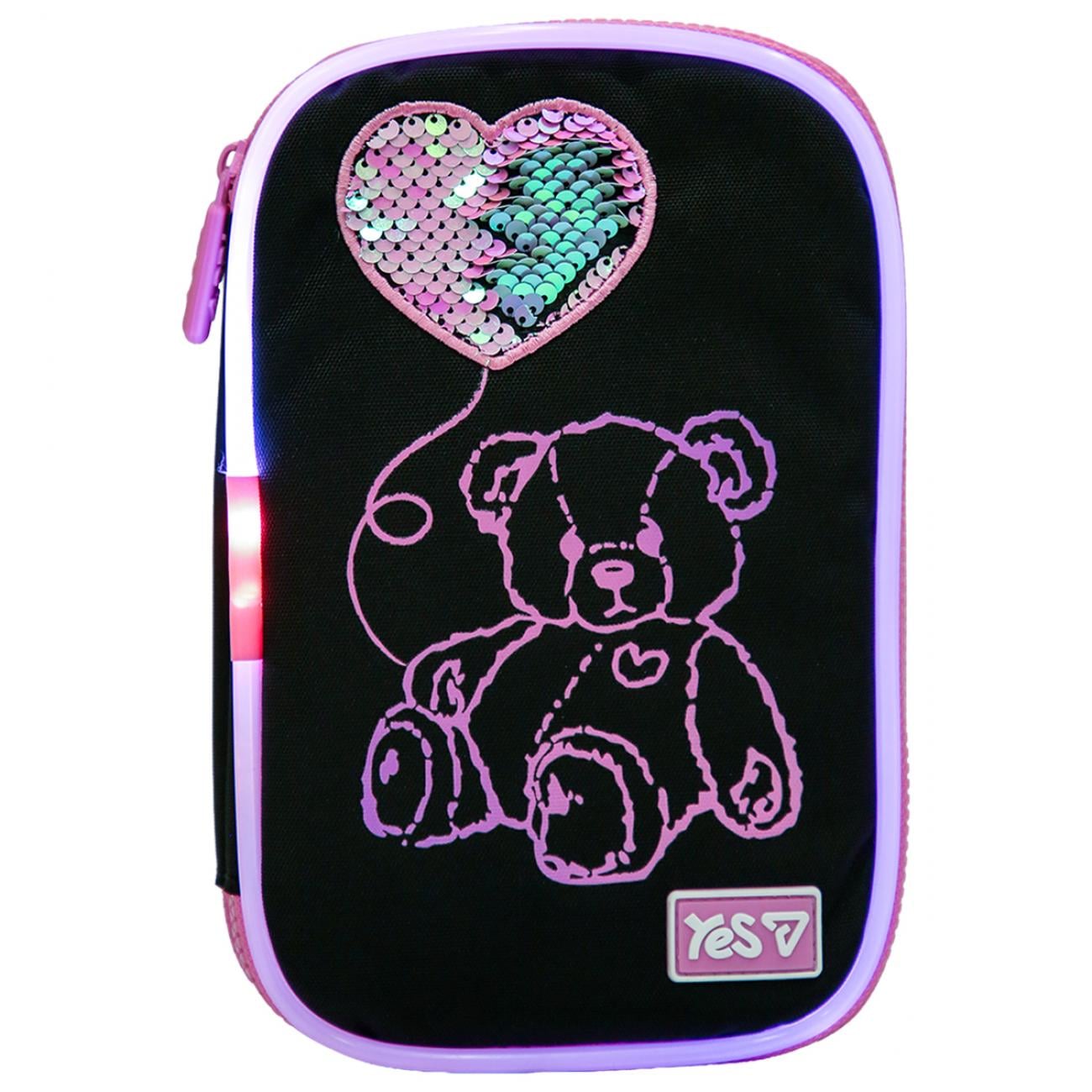 Пенал школьный мягкий из LED YES Pink Bear PH-35 (533777)