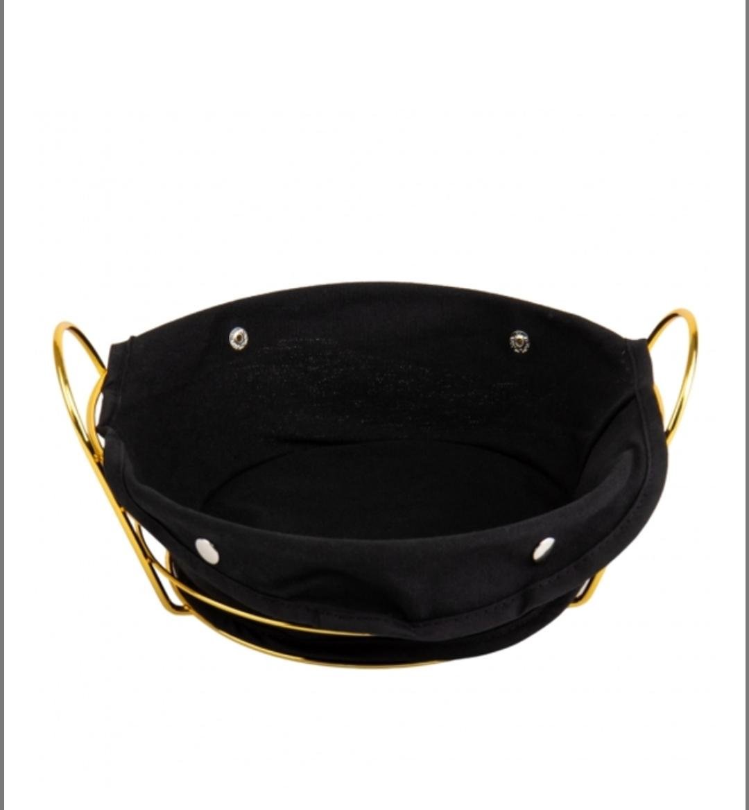 Хлібниця-кошик Elisey металева з текстильною накладкою 24 см Золотий/Чорний (9140-002) - фото 4 Хлібниця-кошик Elisey металева з текстильною накладкою 24 см Золотий/Чорний (9140-002) - фото 4