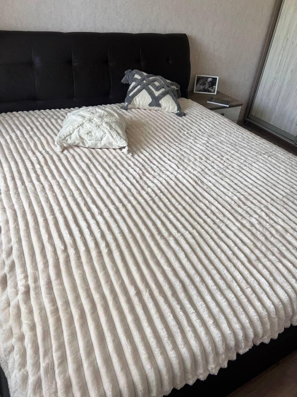 Плед смужка 200х230 см Молочний (Д-Am-sharp-007-03) - фото 5