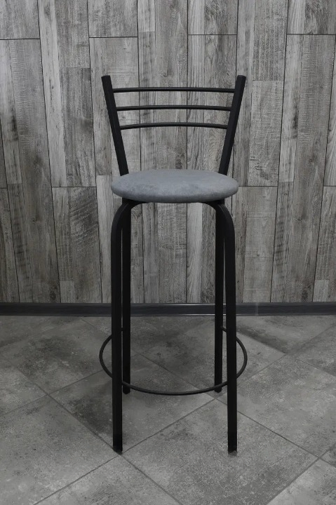 Барний стілець металевий 35х107 см Світло-сірий/Чорний (28374043)