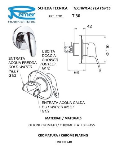 Набор для гигиенического душа Remer T30332OL - фото 7