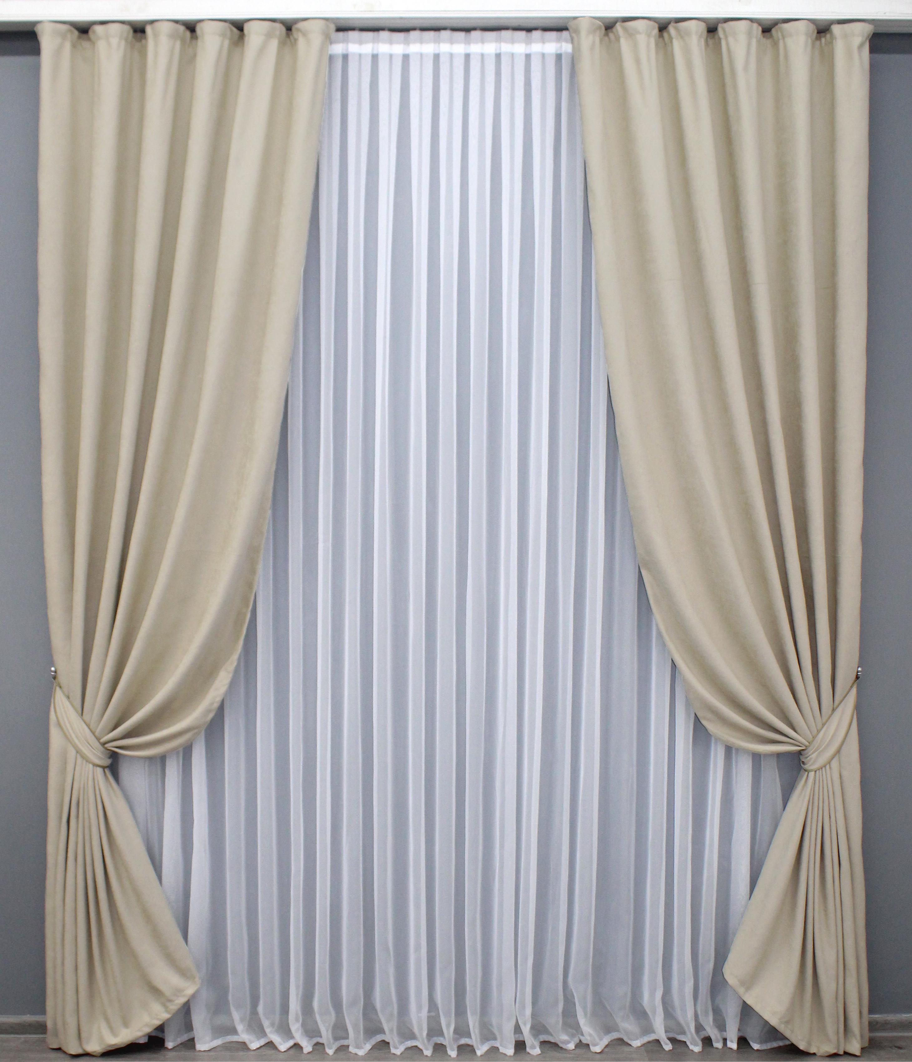 Комплект готовых штор VR-Textil Лен № 1351ш 150х270 см 2 шт. Холодный бежевый (33-0183)