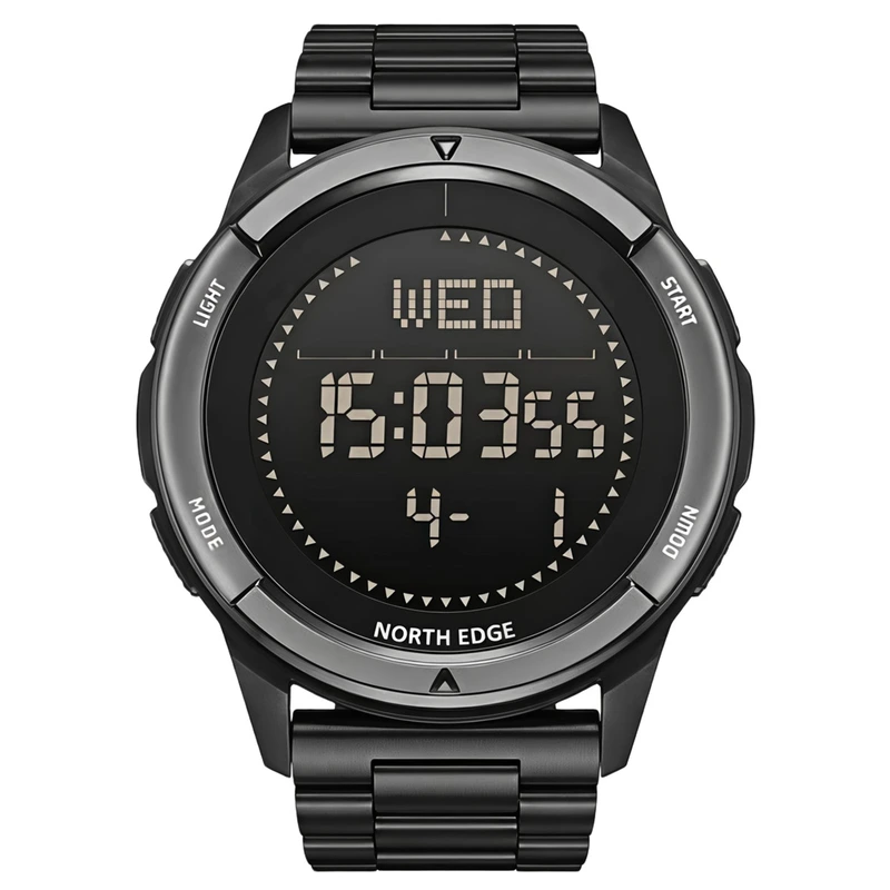 Наручний годинник North Edge Alps Stainless Black з компасом 2 ремінці