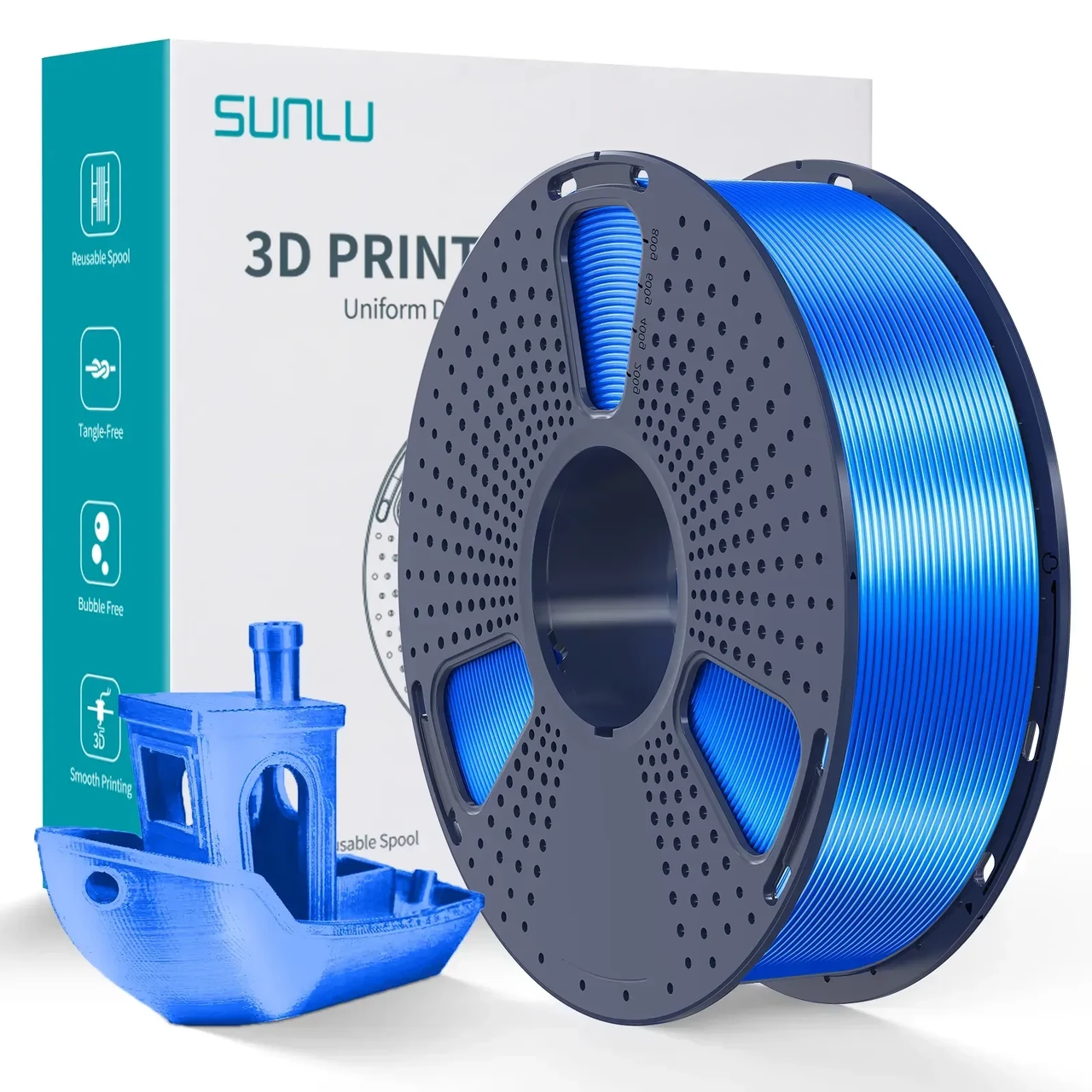 Пластик SUNLU Silk PLA Plus шелковая нить PLA+ для 3D печати 1 кг 1,75 мм Шелковый Синий Пластик SUNLU Silk PLA Plus шелковая нить PLA+ для 3D печати 1 кг 1,75 мм Шелковый Синий