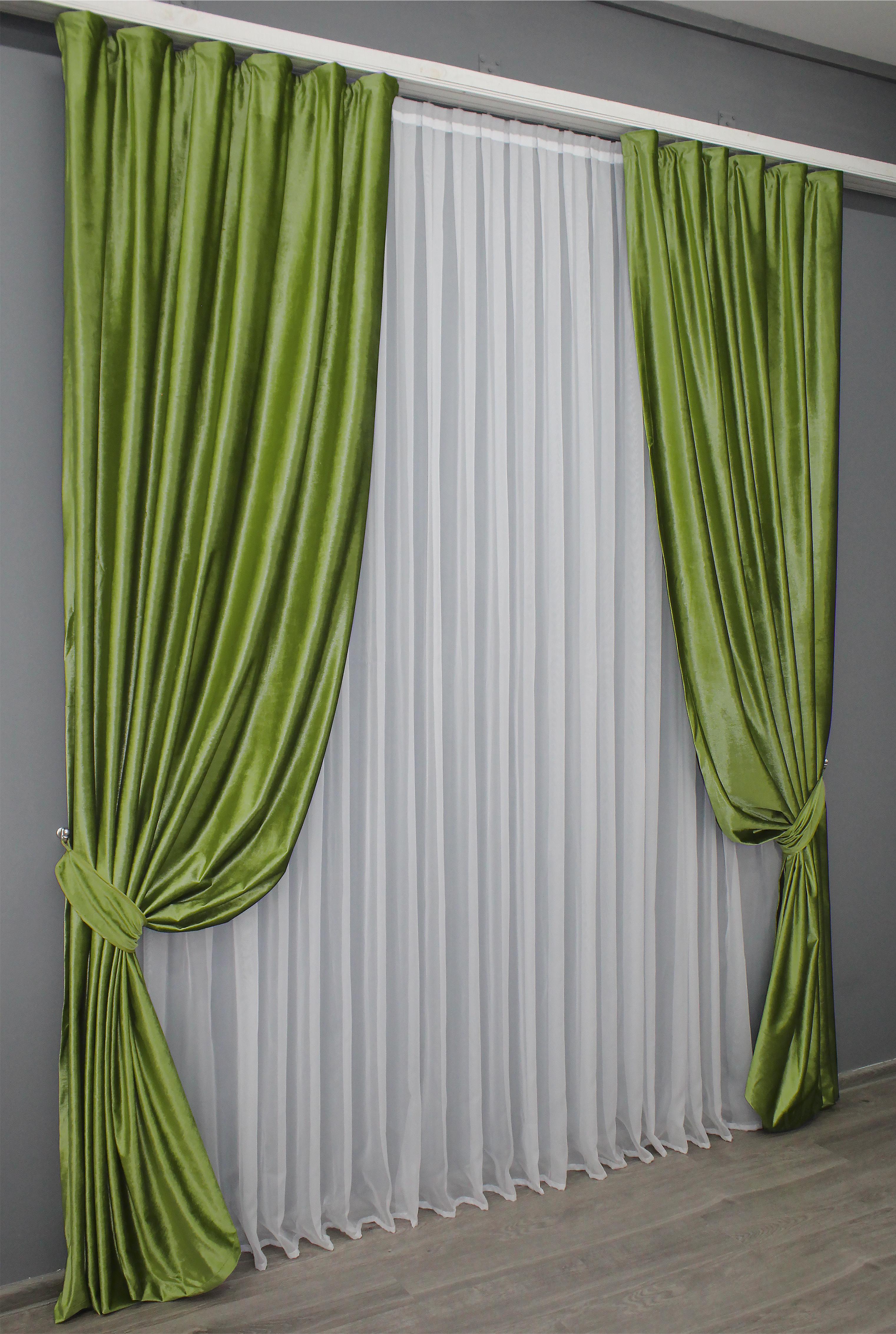 Комплект штор VR-Textil № 902ш оксамит 100х280 см 2 шт. Салатовий (31-806) - фото 2 Комплект штор VR-Textil № 902ш оксамит 100х280 см 2 шт. Салатовий (31-806) - фото 2