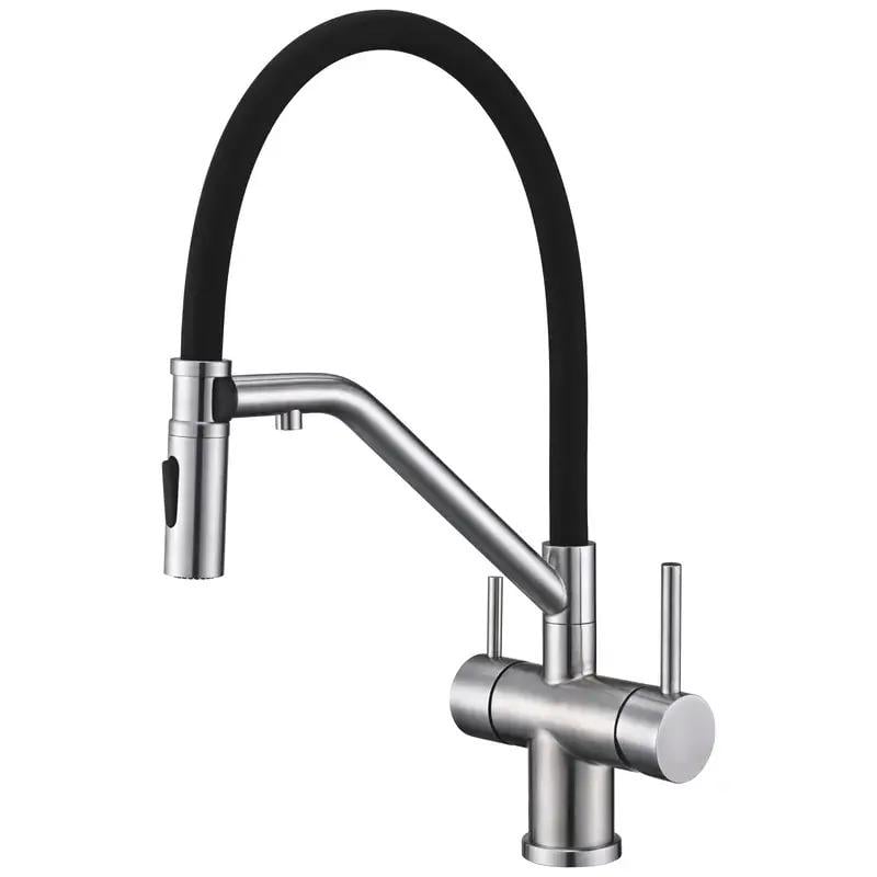 Змішувач для кухні KOER KI-72035-02 з виходом для питної води з гнучким виливом Сатин (KR5815) Змішувач для кухні KOER KI-72035-02 з виходом для питної води з гнучким виливом Сатин (KR5815)