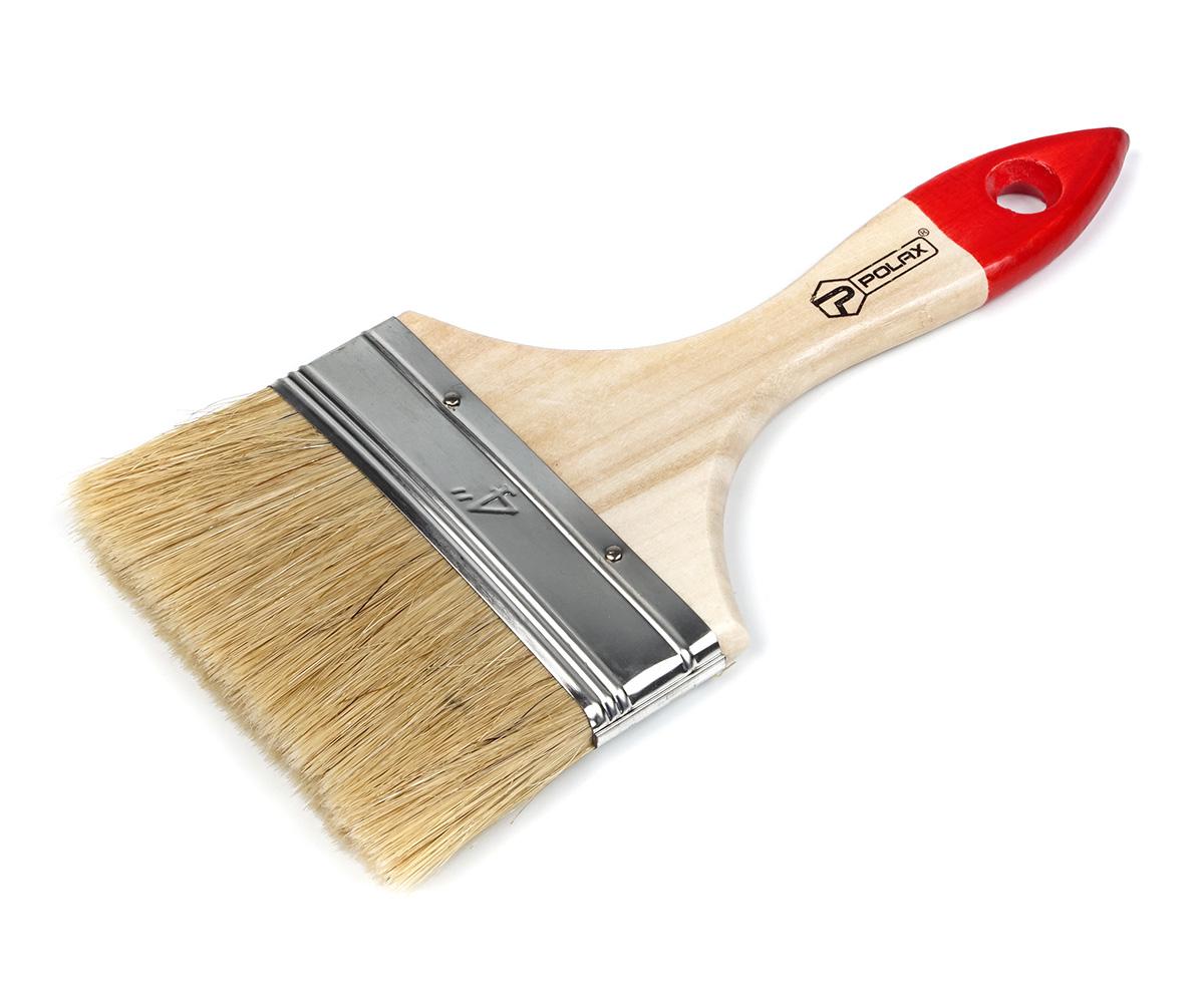 Кисть малярная Polax флейцевая деревянная ручка Стандарт 4" (11-007)