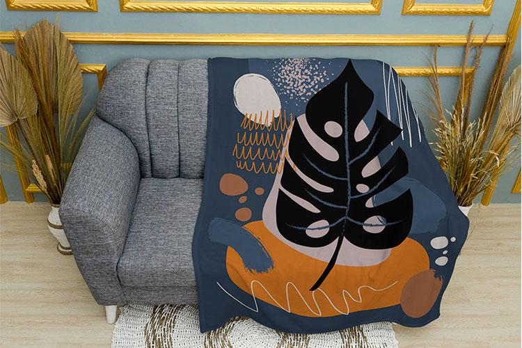 Плед PromoZP Лист и абстракция 2 плюш однослойный 135х150 см (102379-3)