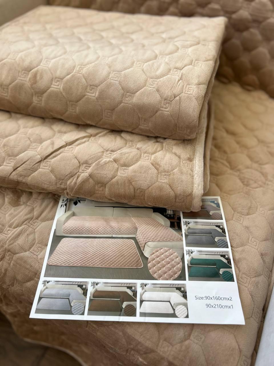 Накидки на диван та крісла велюрові Бежевий (П4К-1102) - фото 3 Накидки на диван та крісла велюрові Бежевий (П4К-1102) - фото 3