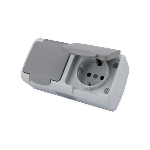 Розетка двойная AWM AQUA с ж/к и крышкой накладная IP54 Серый (29177309)