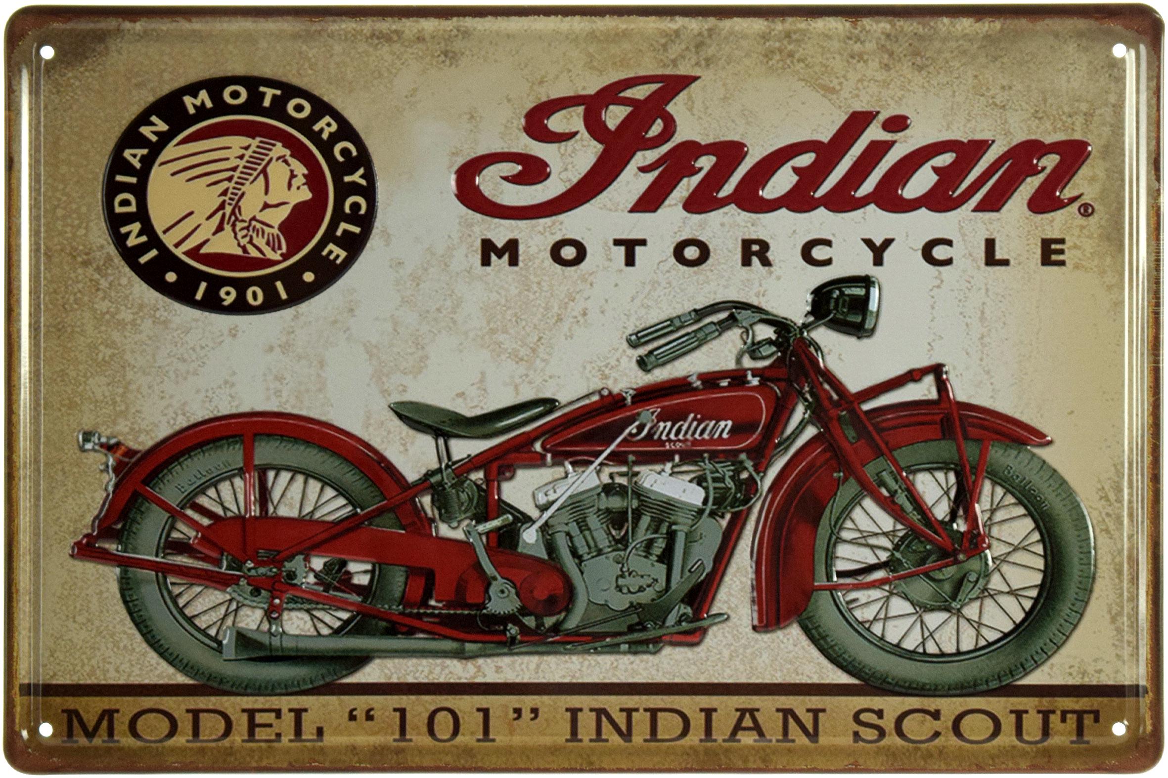 Табличка металлическая Indian Model 101 20x30 см