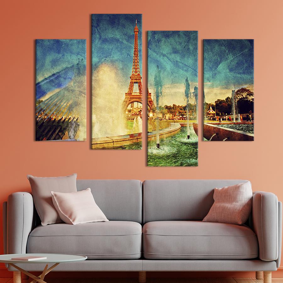 Картина модульная из 4 частей Париж - столица Франции XL 149x106 см (337-42)