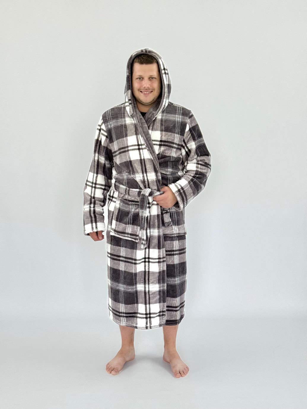 Халат чоловічий UT Store L у клітину Світло-сірий (HTM01)