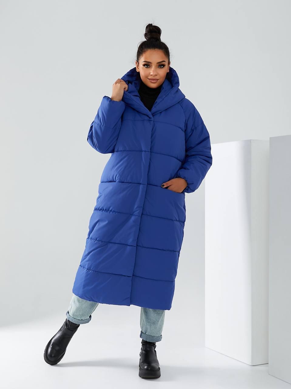 Пальто-пуховик довге на кнопках Аiza А521 р. 46-48 Морозна шавлія - фото 9