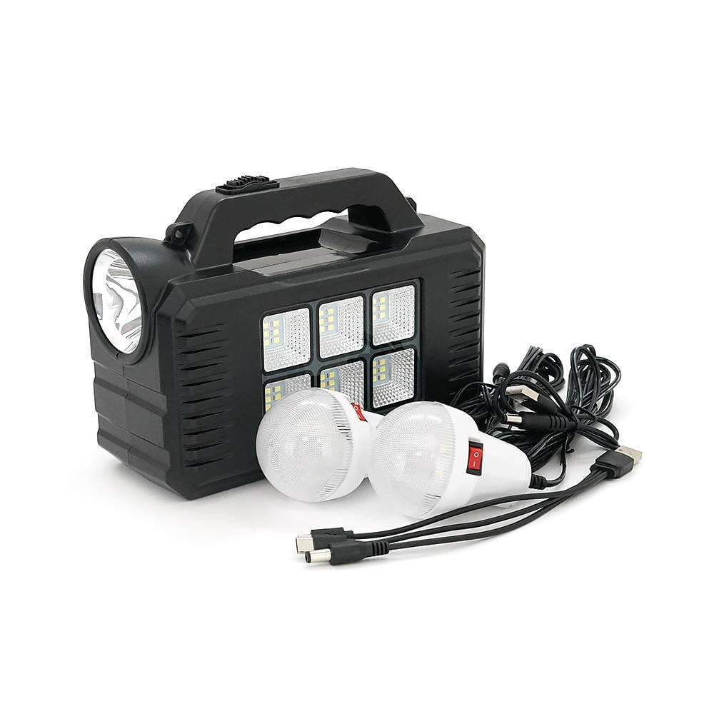 Ліхтар переносний GD-8077/Solar 1/1 режим вбудований акумулятор 3 лампочки 3W USB вихід Black (38682)