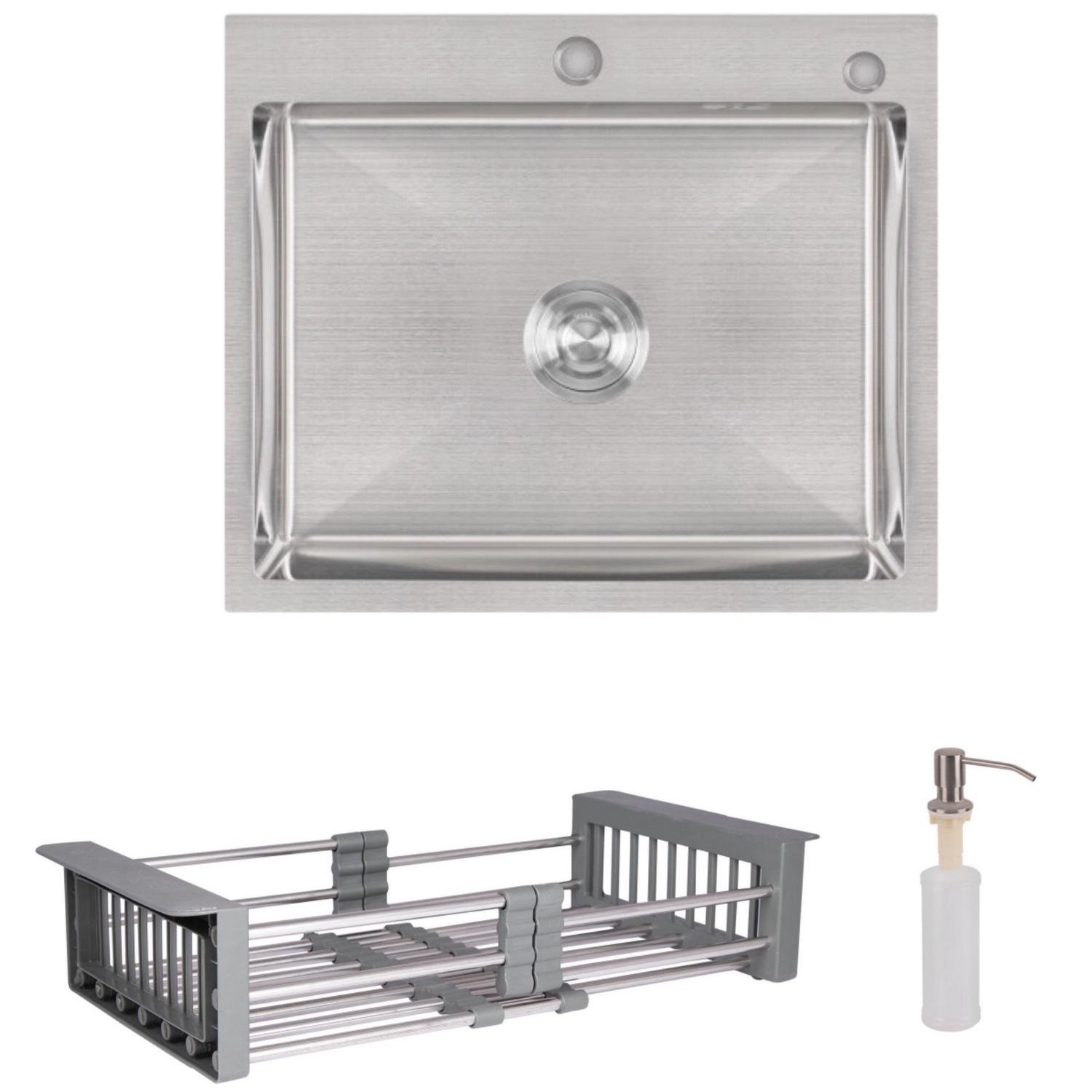 Мойка кухонная Lidz нержавеющая сталь LDH6050BRU3537147520 прямоугольная 1 мм 600x500 мм (239627)