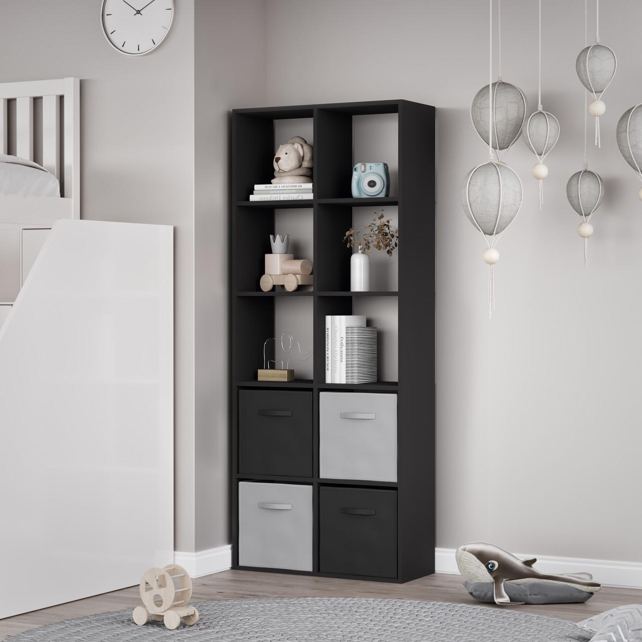 Стелаж для книг та декору на 10 комірок L-10 720х290х1776 мм Антрацит - фото 1