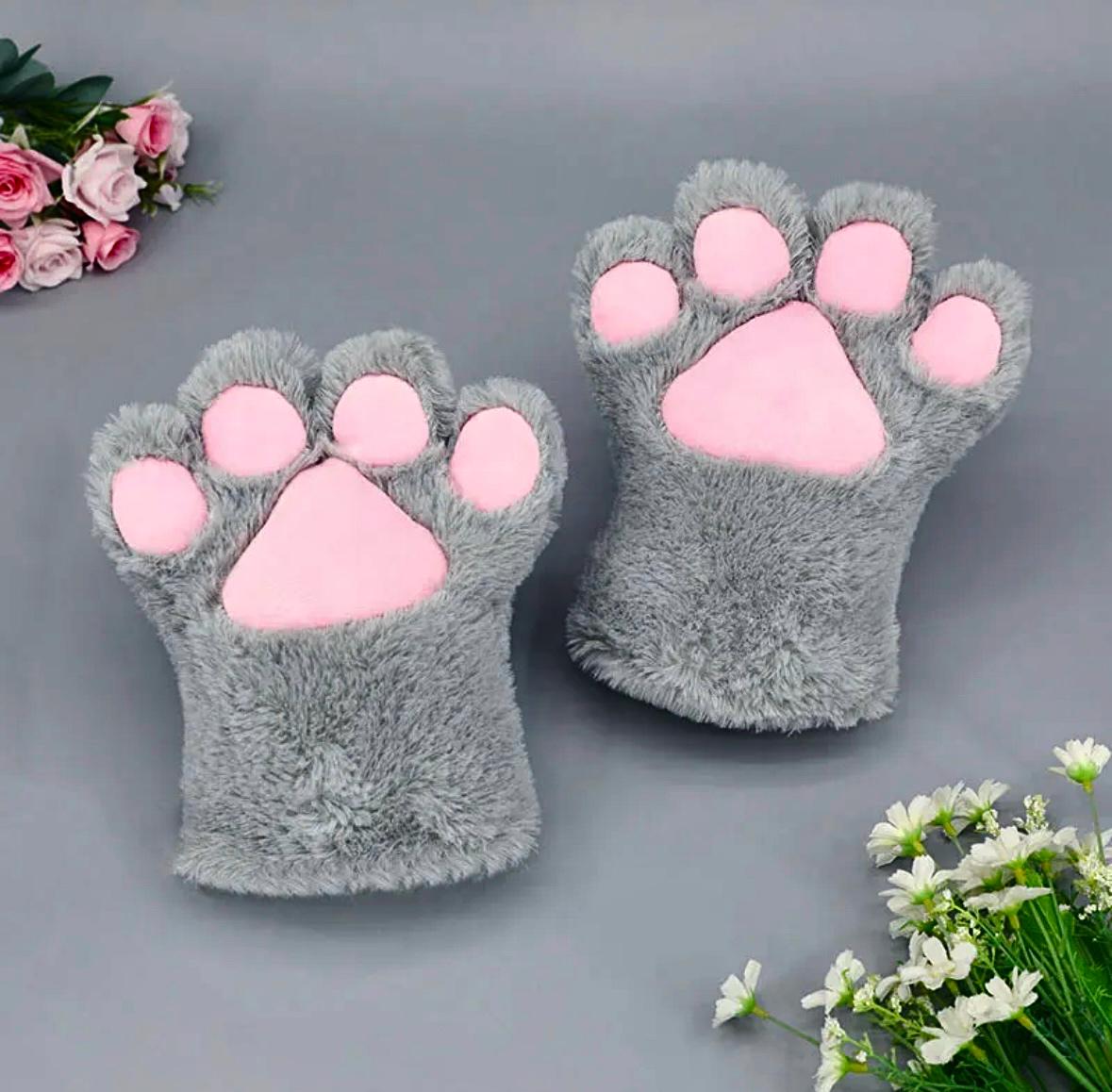 Рукавиці теплі хутряні унісекс Wuke Лапки One size Сірий