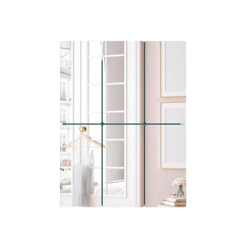 Наклейка на стену зеркальная акриловая 20х10 см 6 шт. Серебристый (8745)