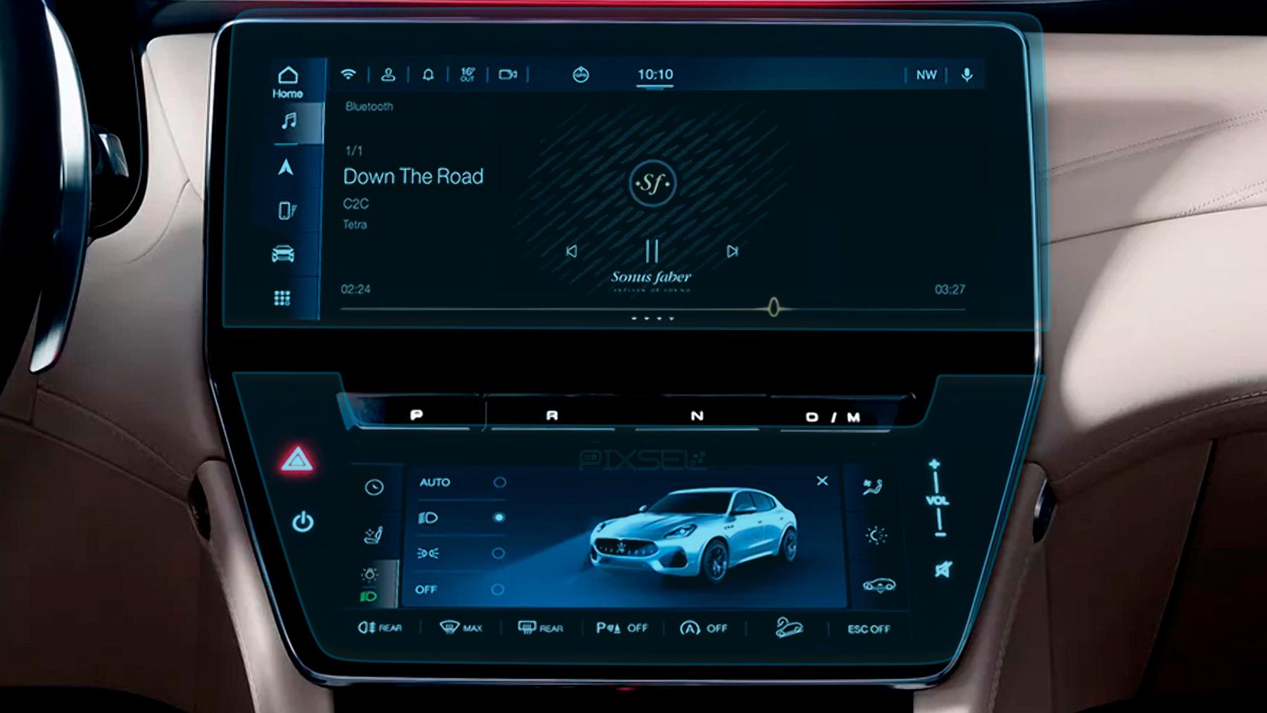 Стекло защитное Pixsel гибридный глянец на монитор Maserati GRECALE 16,5“ 2023